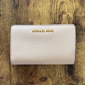 Michael Kors Pale Pink Wallet with Gold Accents